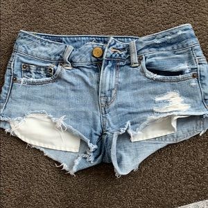 White denim shorts and light wash denim shorts
